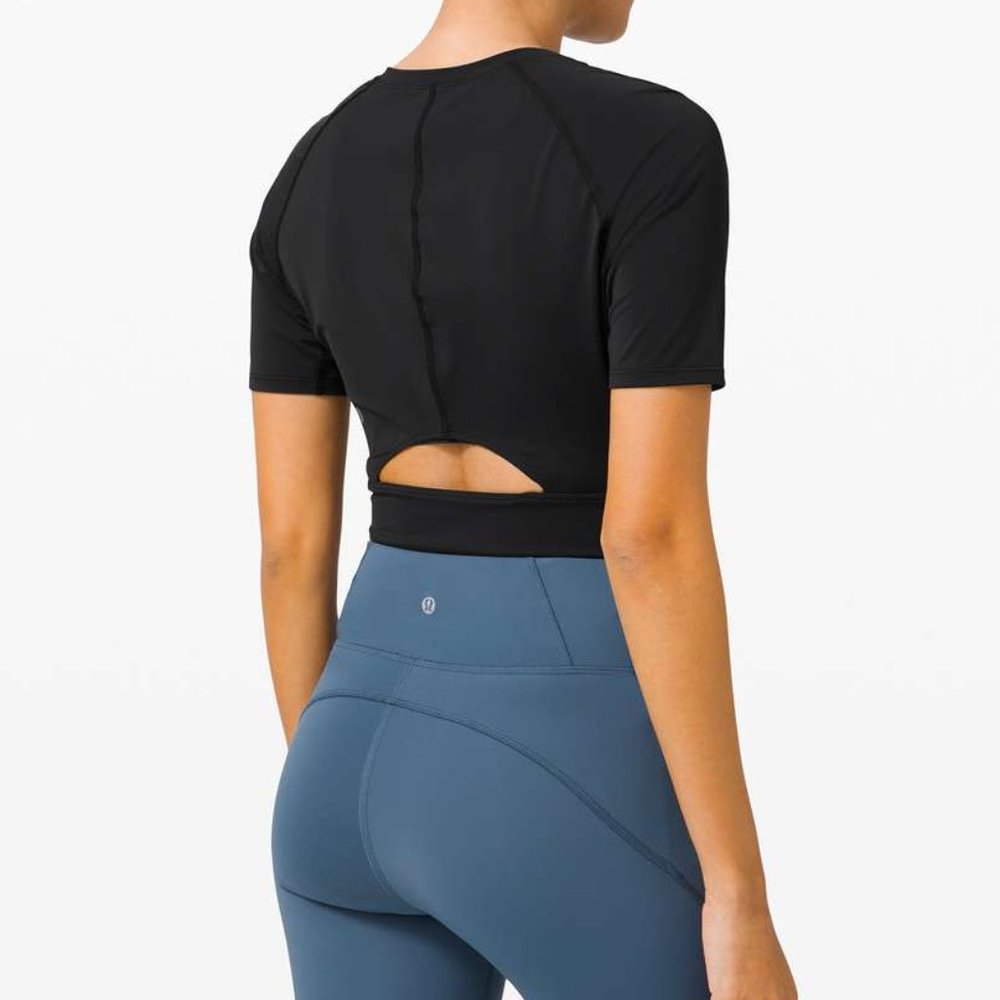 lululemon Fine Force Crop Short Sleeve Black | 2